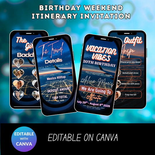 Birthday Weekend Itinerary Invitation