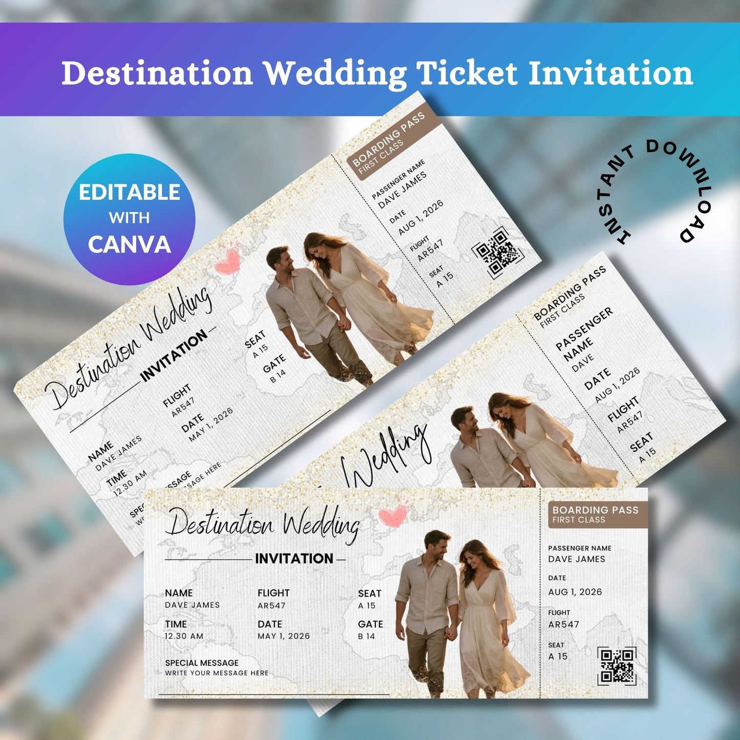 Destination Wedding Ticket Template