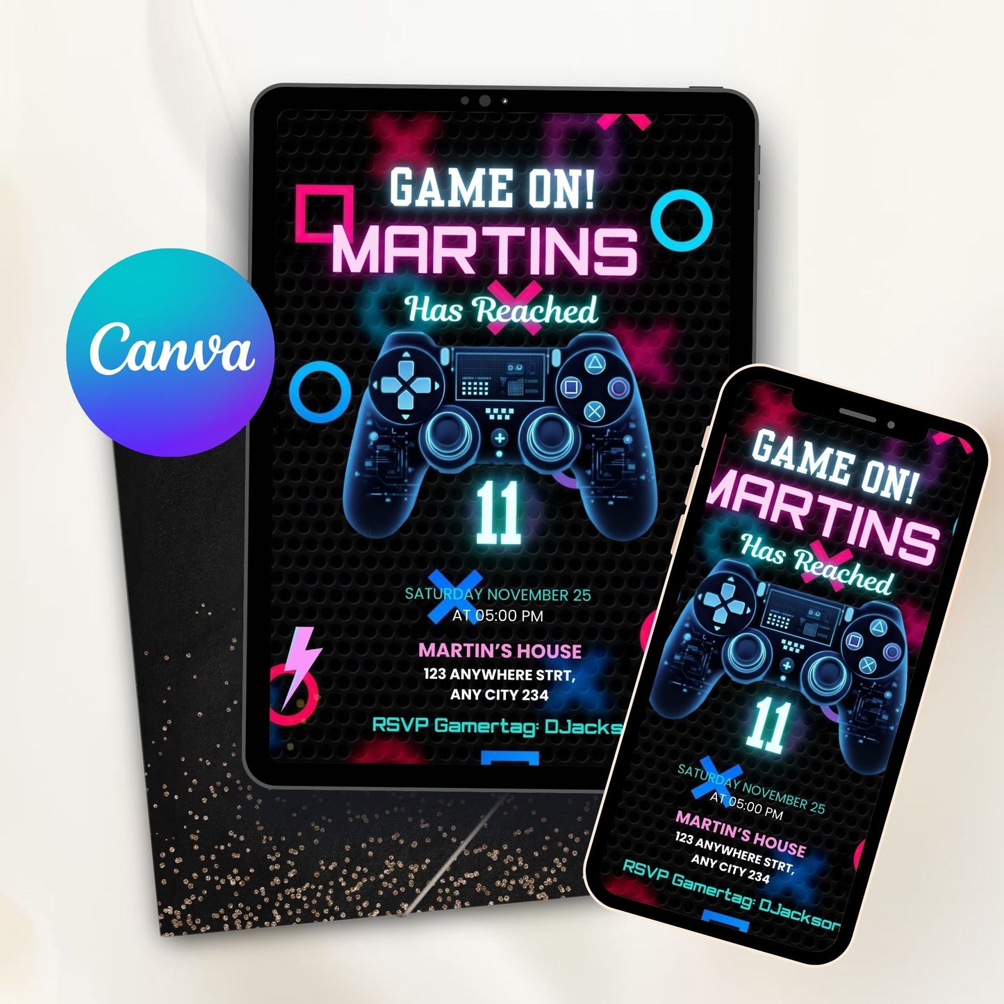 EDITABLE GAME ON BIRTHDAY INVITATION