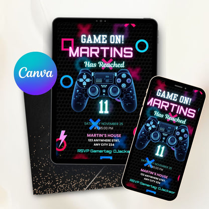 EDITABLE GAME ON BIRTHDAY INVITATION