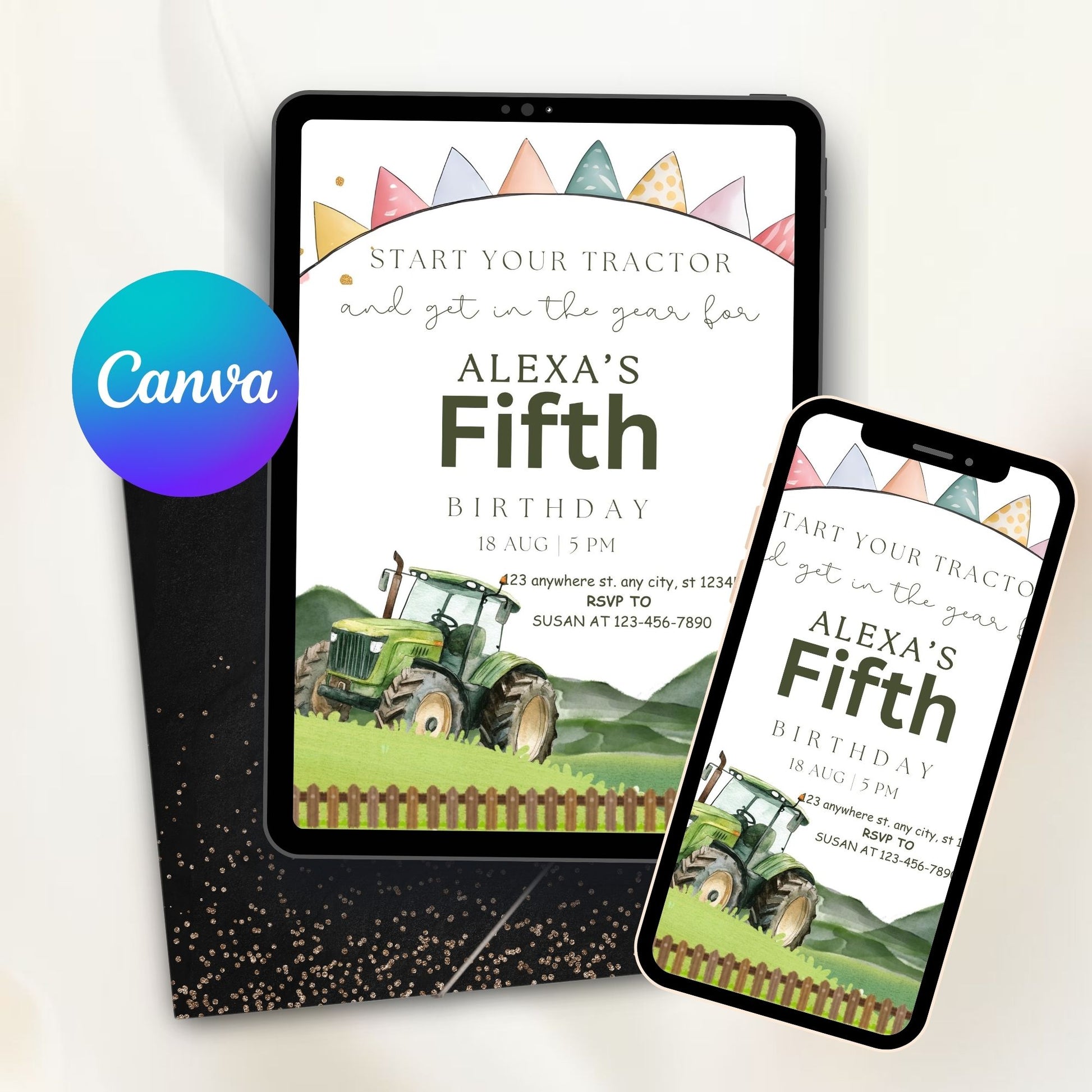 Tractor Birthday Invitation