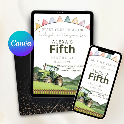 Tractor Birthday Invitation