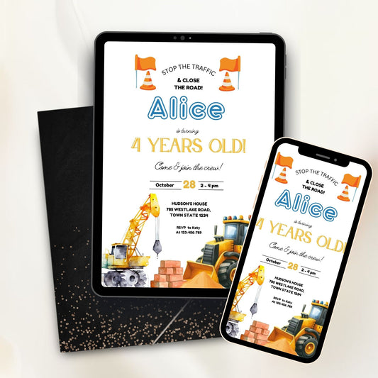 Construction Birthday Invitation