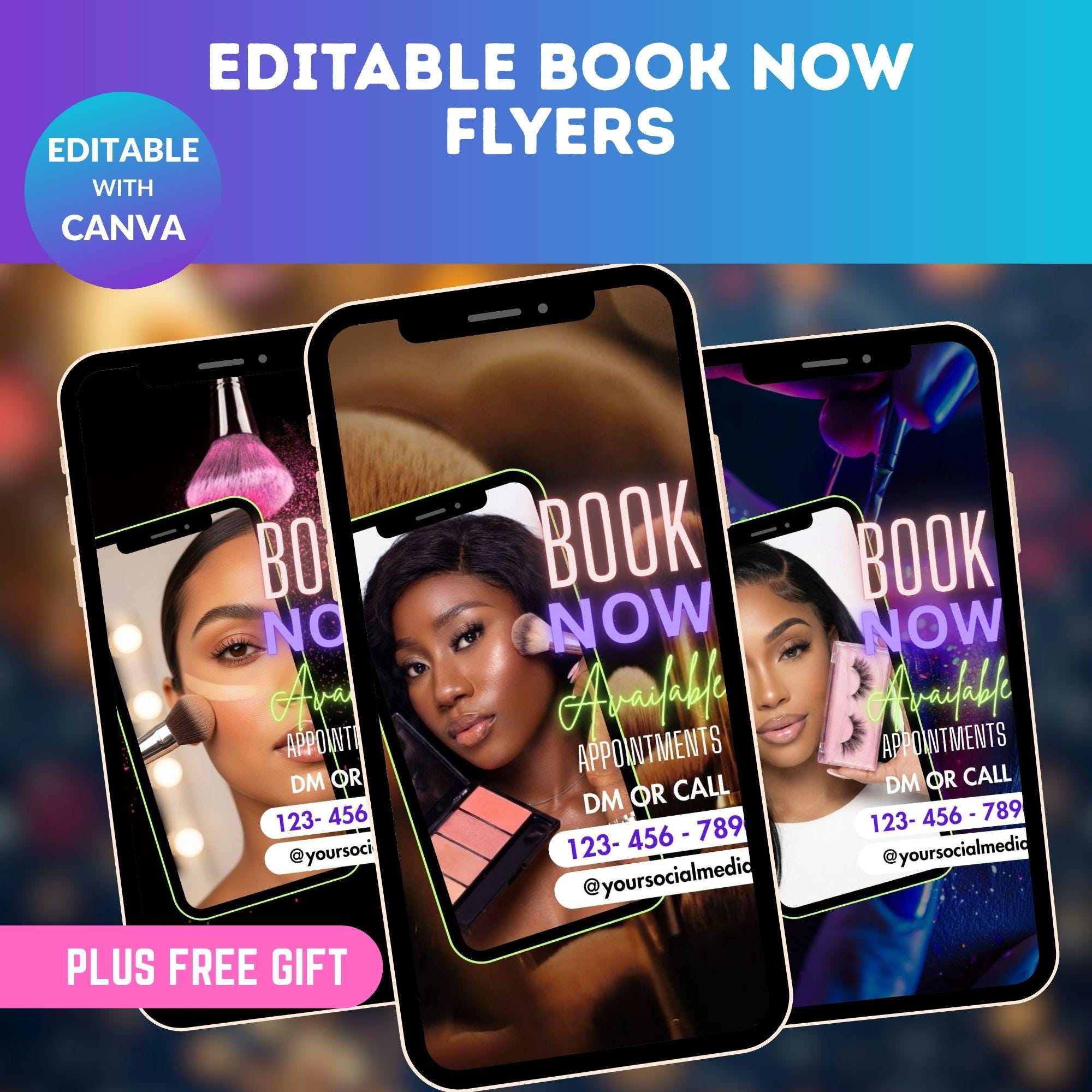 Book Now Flyer – Beauty Salon Promo for Lash, Nail & Hair Services