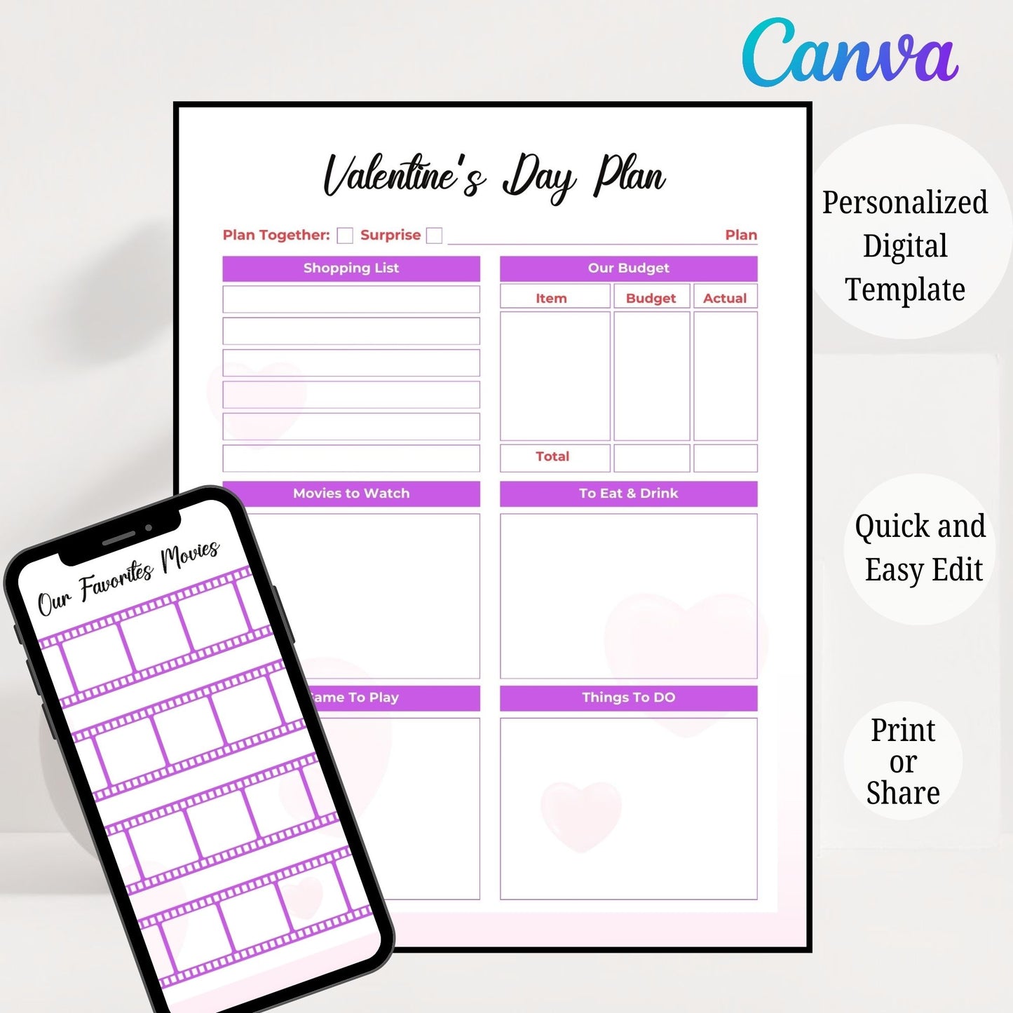 Couple Planner Printable – Relationship Goals, Date Ideas & Bucket List Workbook | PDF