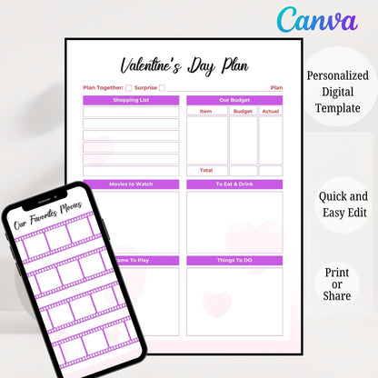 Couple Planner Printable – Relationship Goals, Date Ideas & Bucket List Workbook | PDF