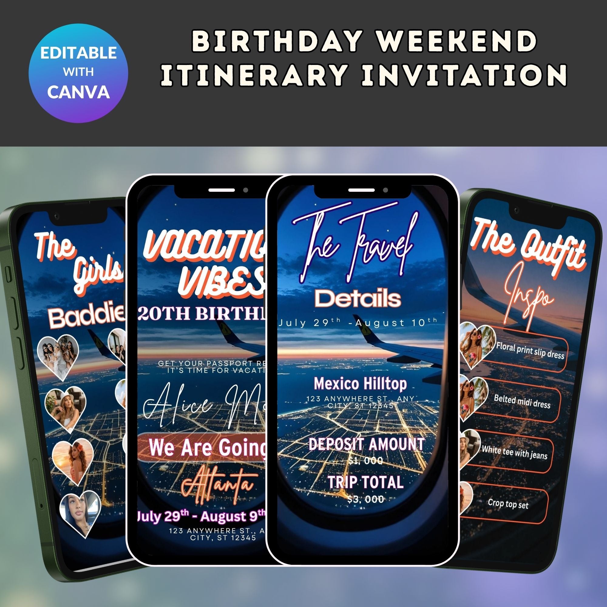 Birthday Weekend Itinerary Invitation