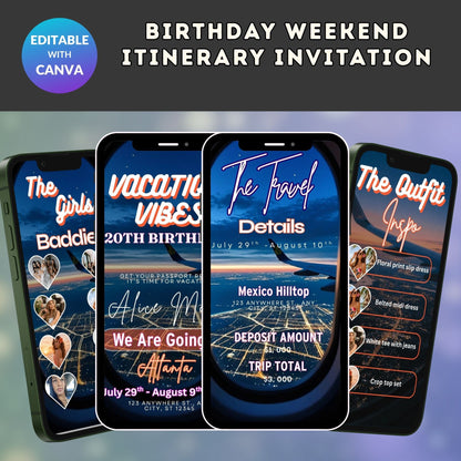 Birthday Weekend Itinerary Invitation