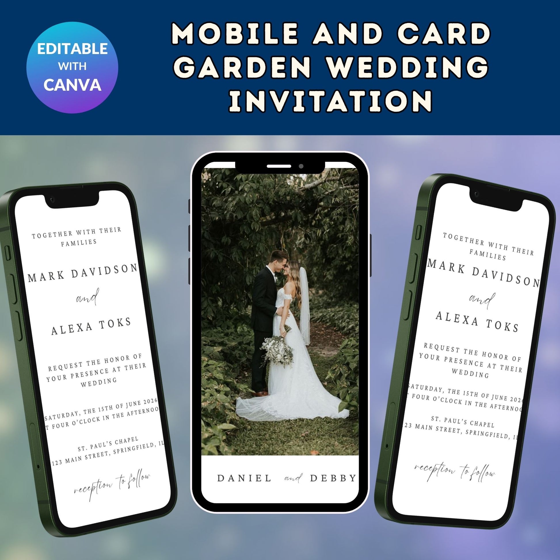 MOBILE AND CARD GARDEN WEDDING INVITATION