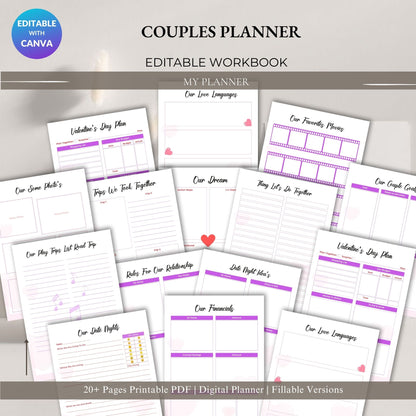 Couple Planner Printable – Relationship Goals, Date Ideas & Bucket List Workbook | PDF