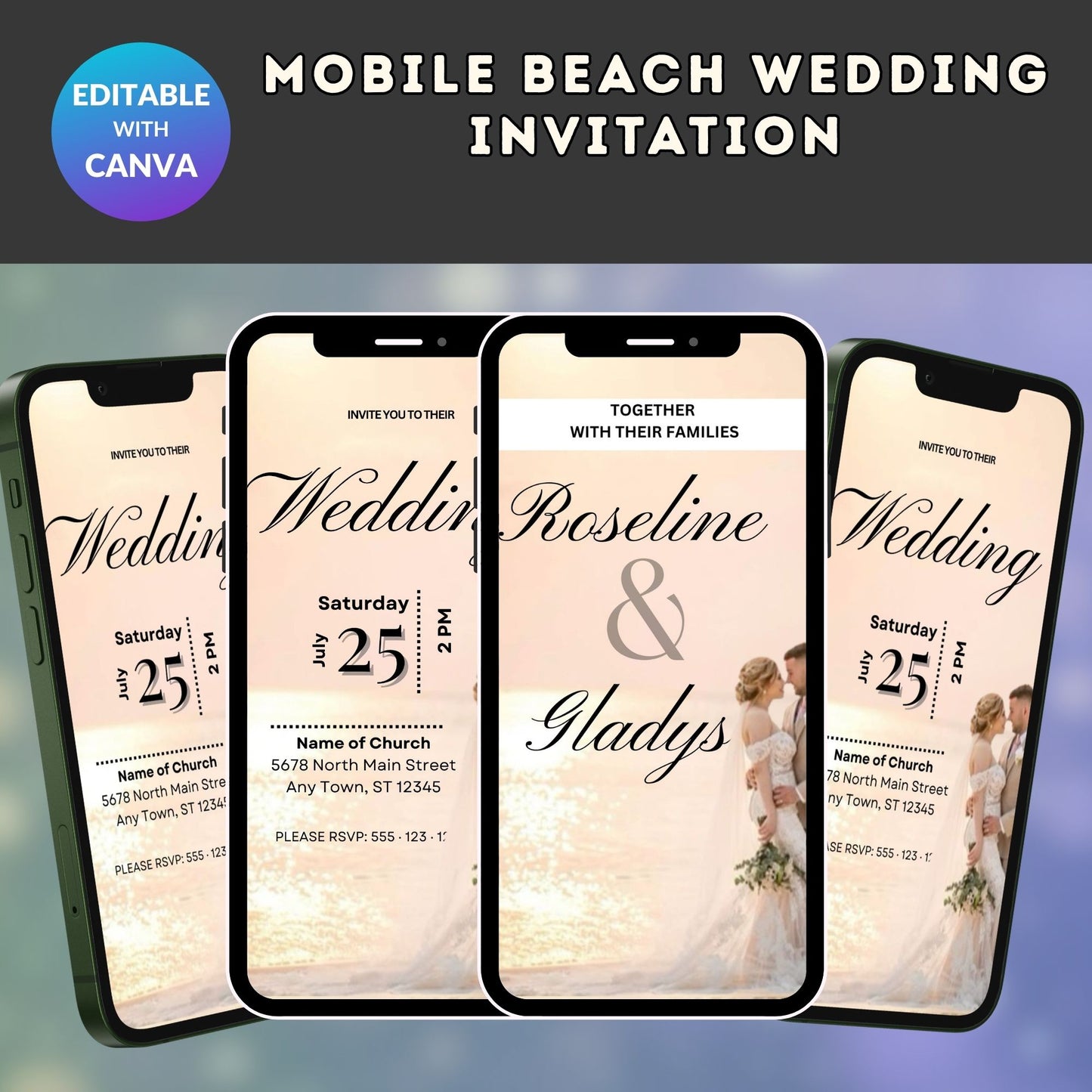 Mobile Beach Wedding Invitation
