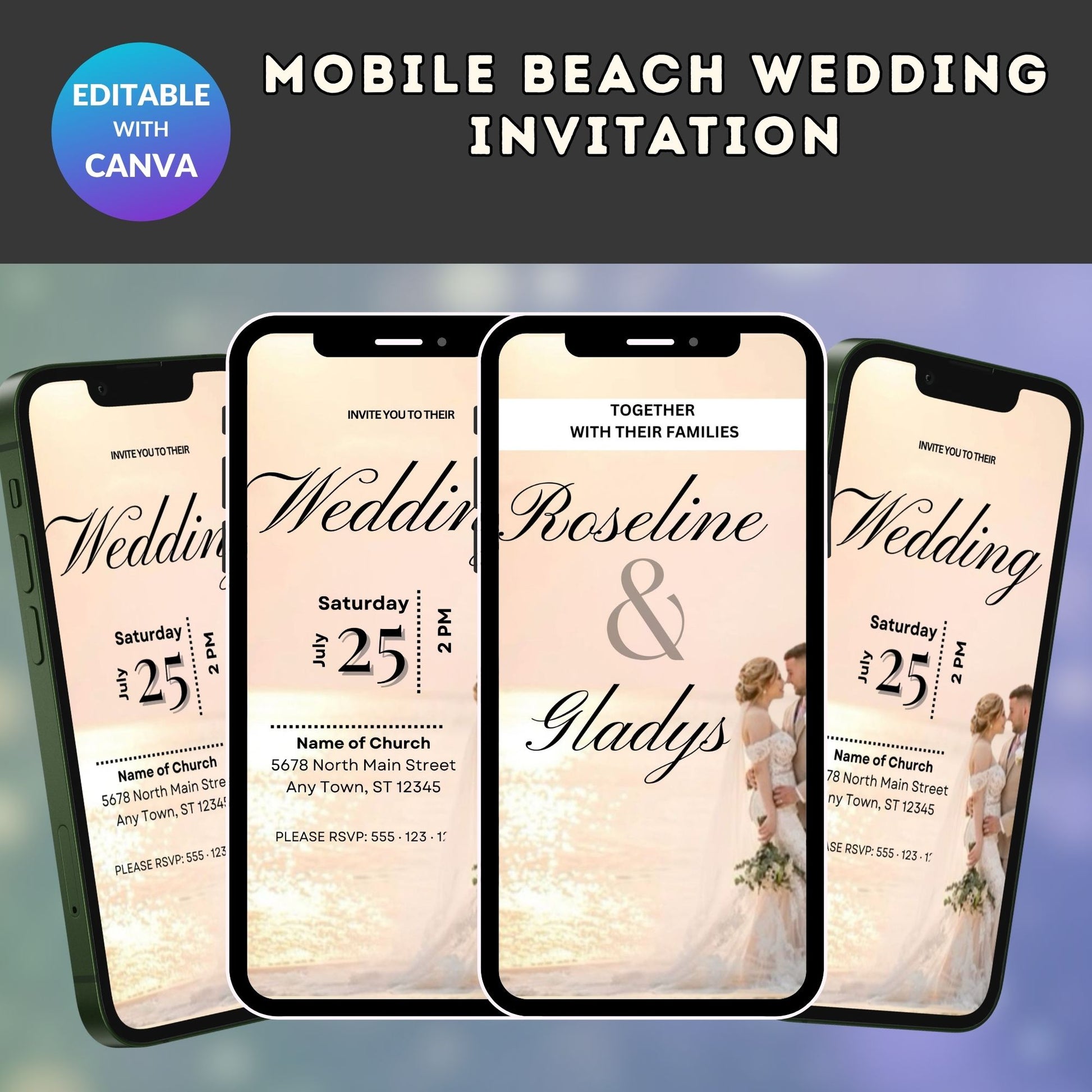 Mobile Beach Wedding Invitation