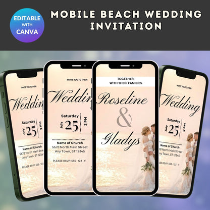Mobile Beach Wedding Invitation