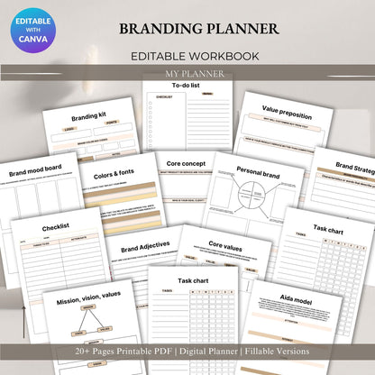 Branding Planner Printable – Brand Identity & Strategy Workbook for Small Business | PDF Download