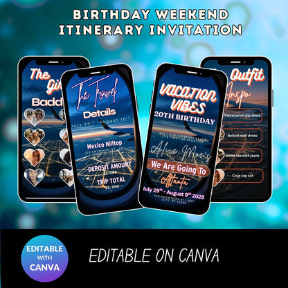 Birthday Weekend Itinerary Invitation