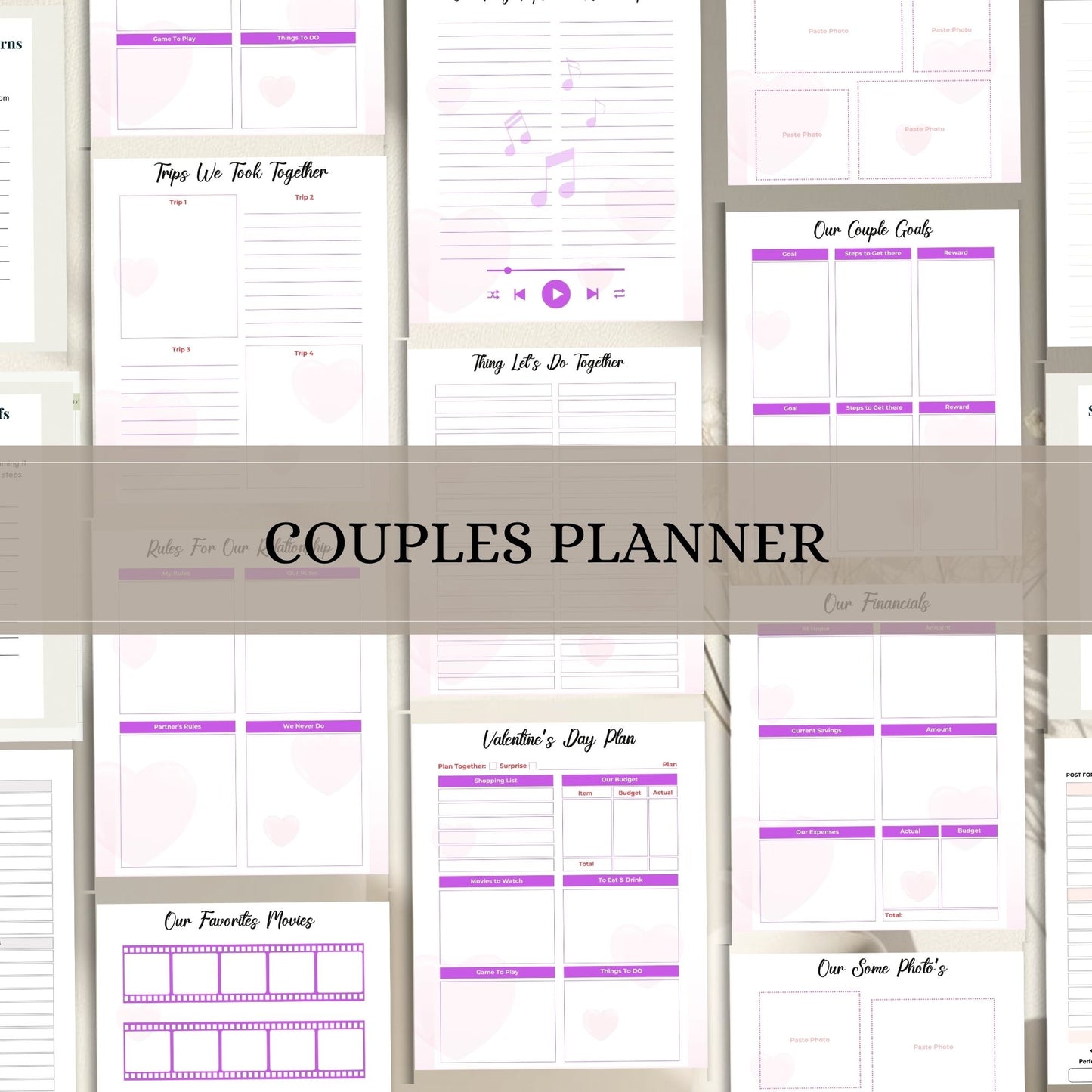 Couple Planner Printable – Relationship Goals, Date Ideas & Bucket List Workbook | PDF