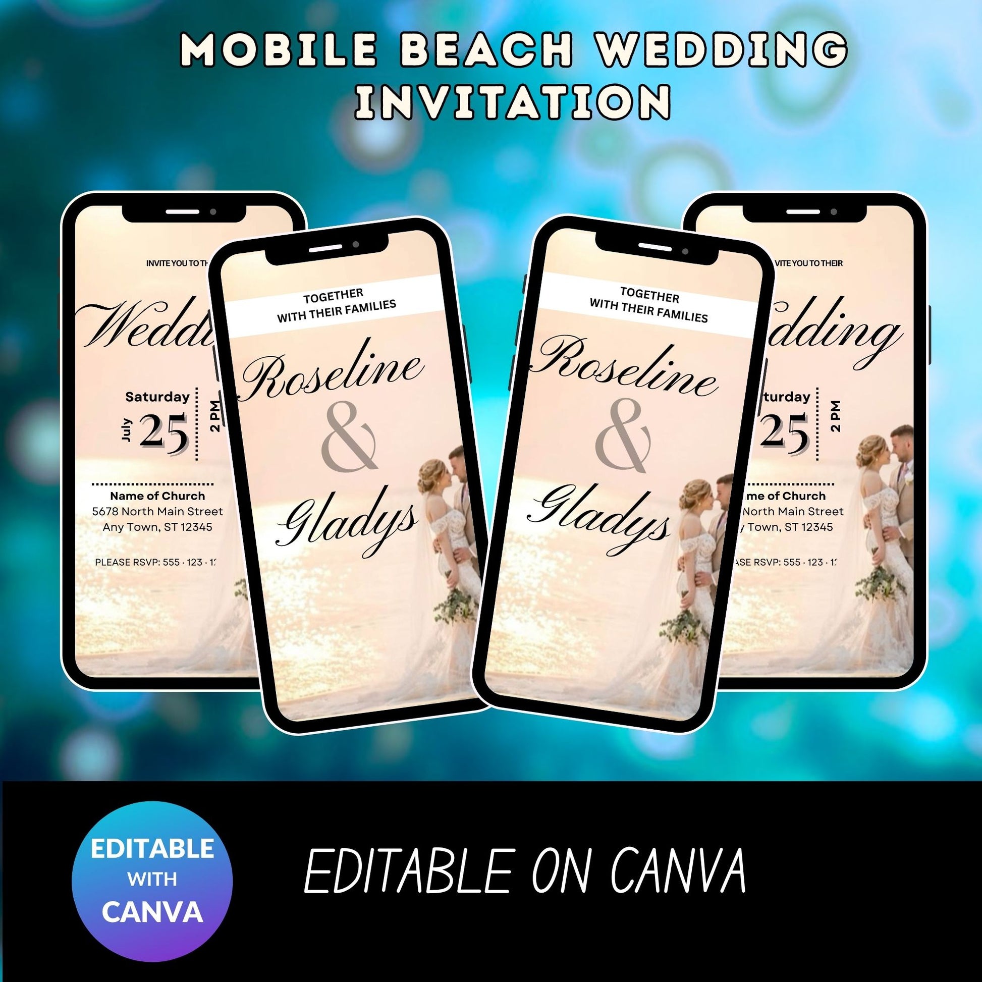 Mobile Beach Wedding Invitation