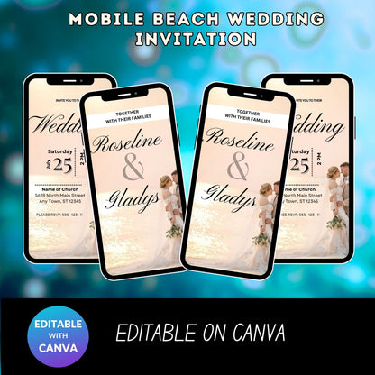 Mobile Beach Wedding Invitation