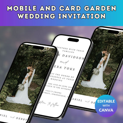 MOBILE AND CARD GARDEN WEDDING INVITATION