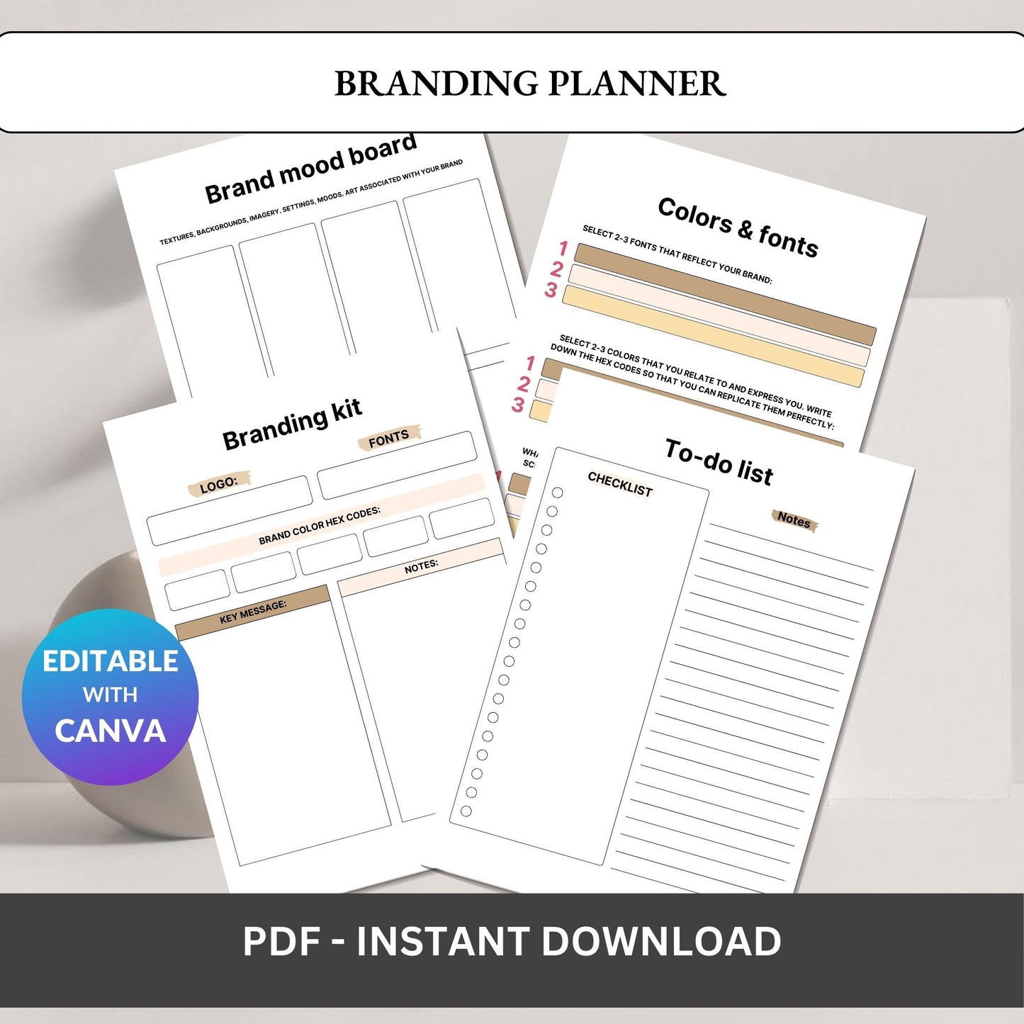Branding Planner Printable – Brand Identity & Strategy Workbook for Small Business | PDF Download