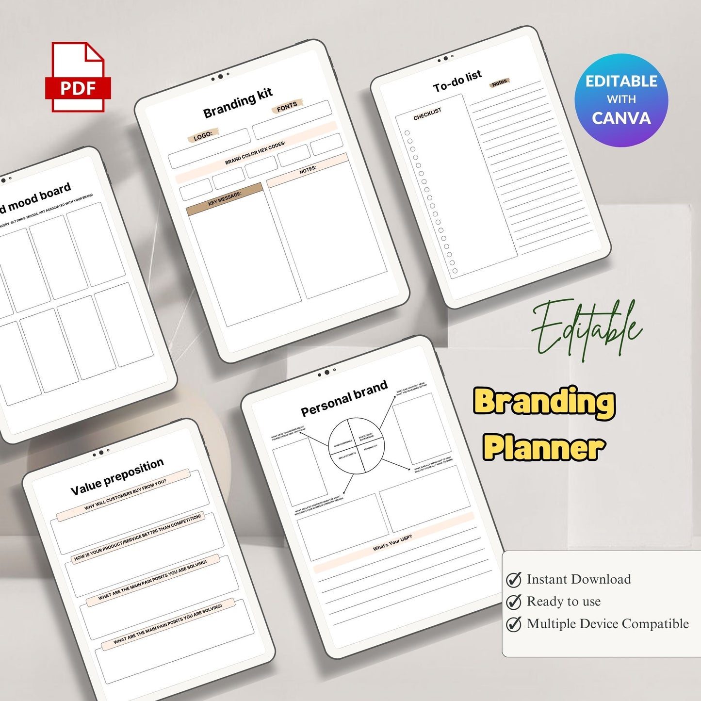 Branding Planner Printable – Brand Identity & Strategy Workbook for Small Business | PDF Download
