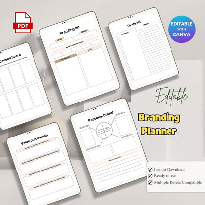 Branding Planner Printable – Brand Identity & Strategy Workbook for Small Business | PDF Download