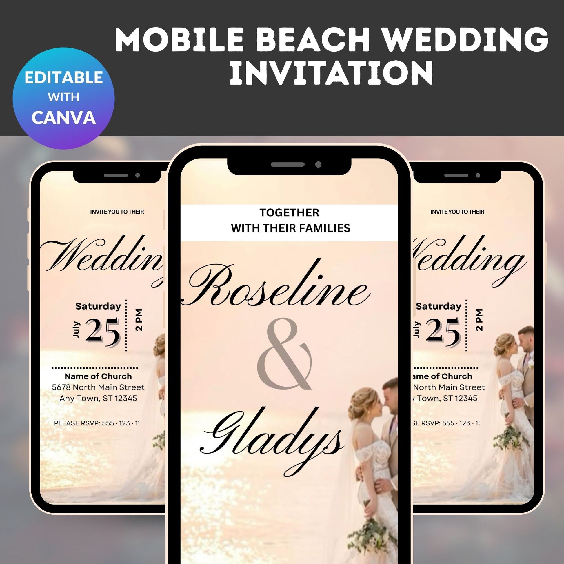 Mobile Beach Wedding Invitation
