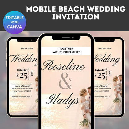 Mobile Beach Wedding Invitation