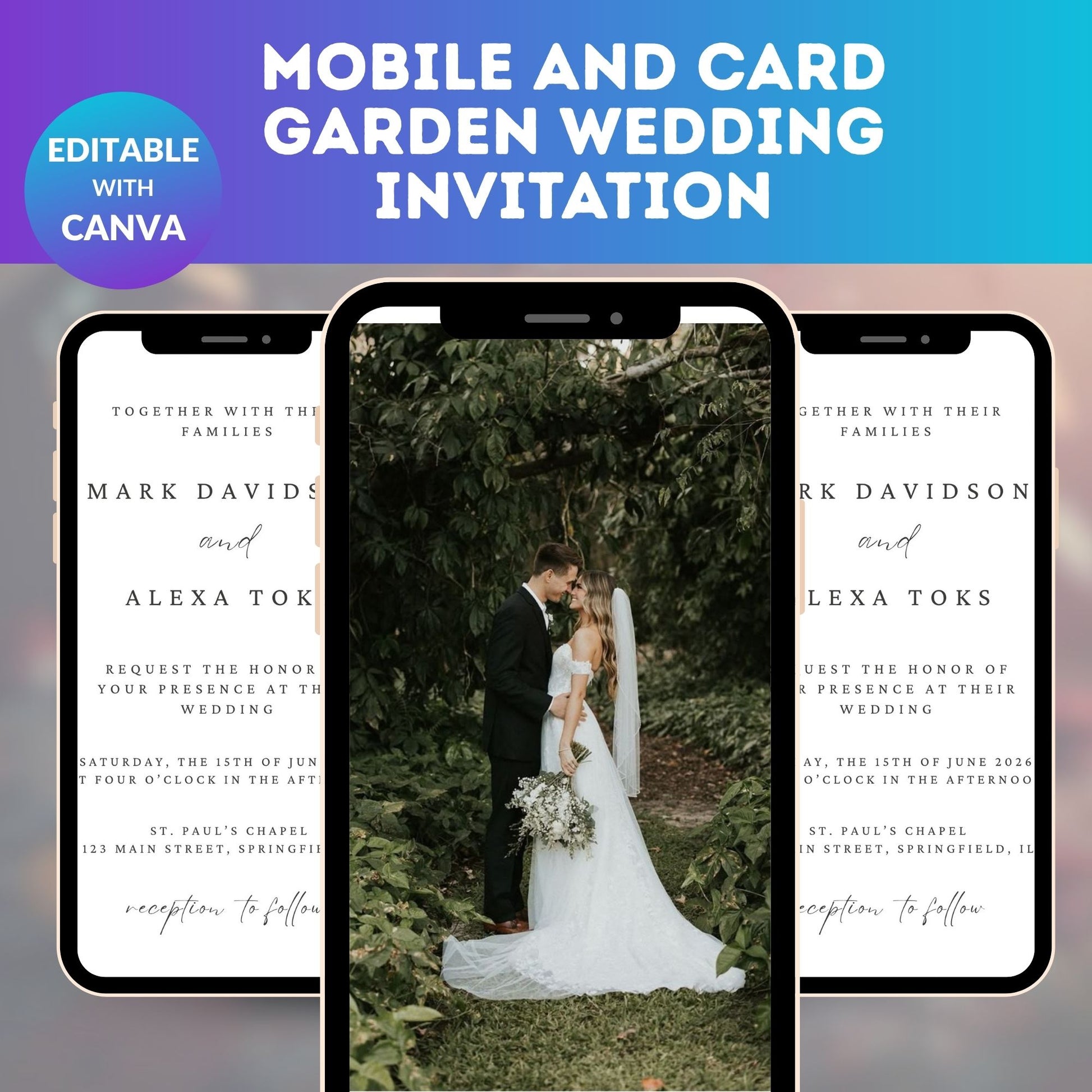 MOBILE AND CARD GARDEN WEDDING INVITATION