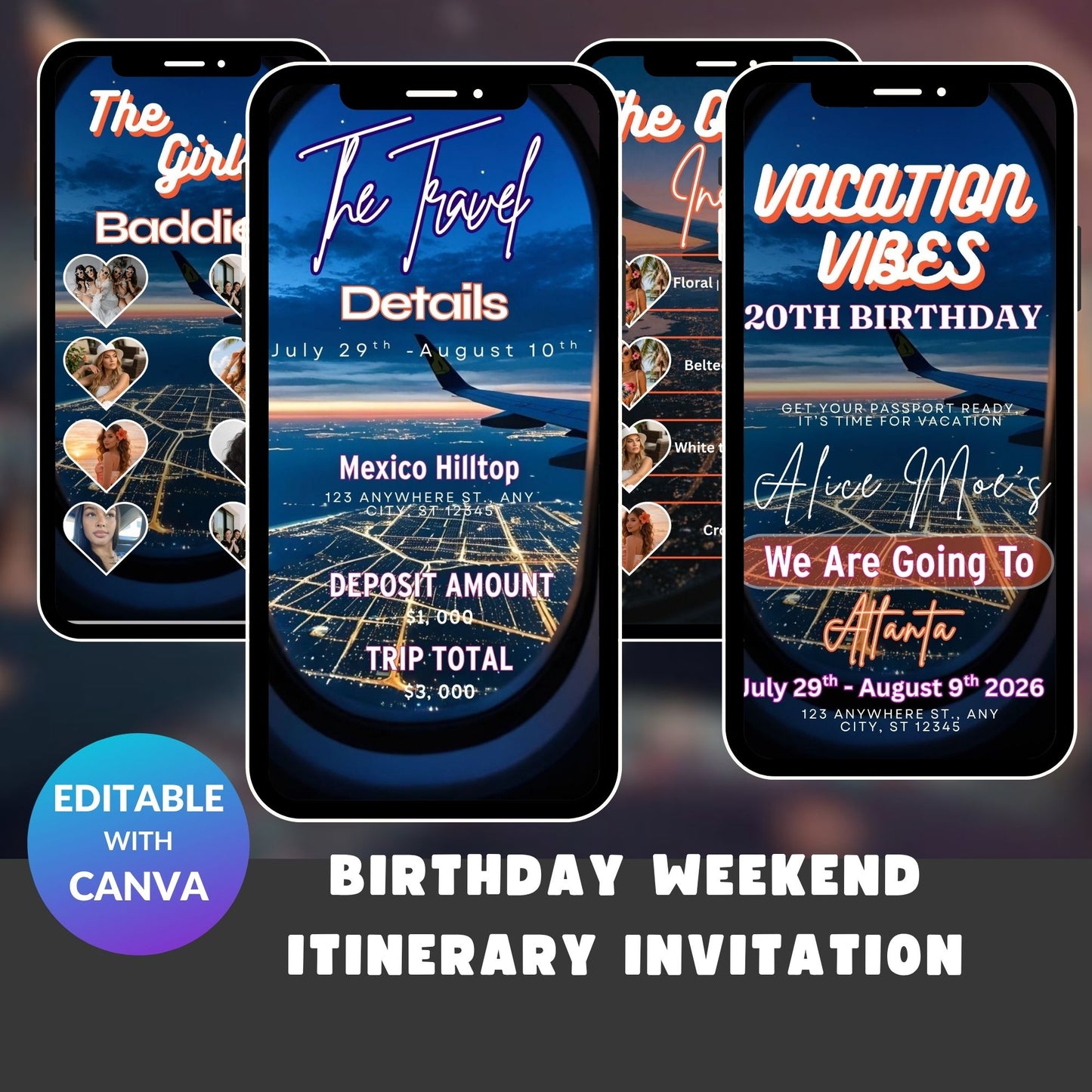 Birthday Weekend Itinerary Invitation