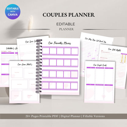 Couple Planner Printable – Relationship Goals, Date Ideas & Bucket List Workbook | PDF