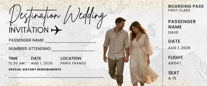 Destination Wedding Ticket Invitation
