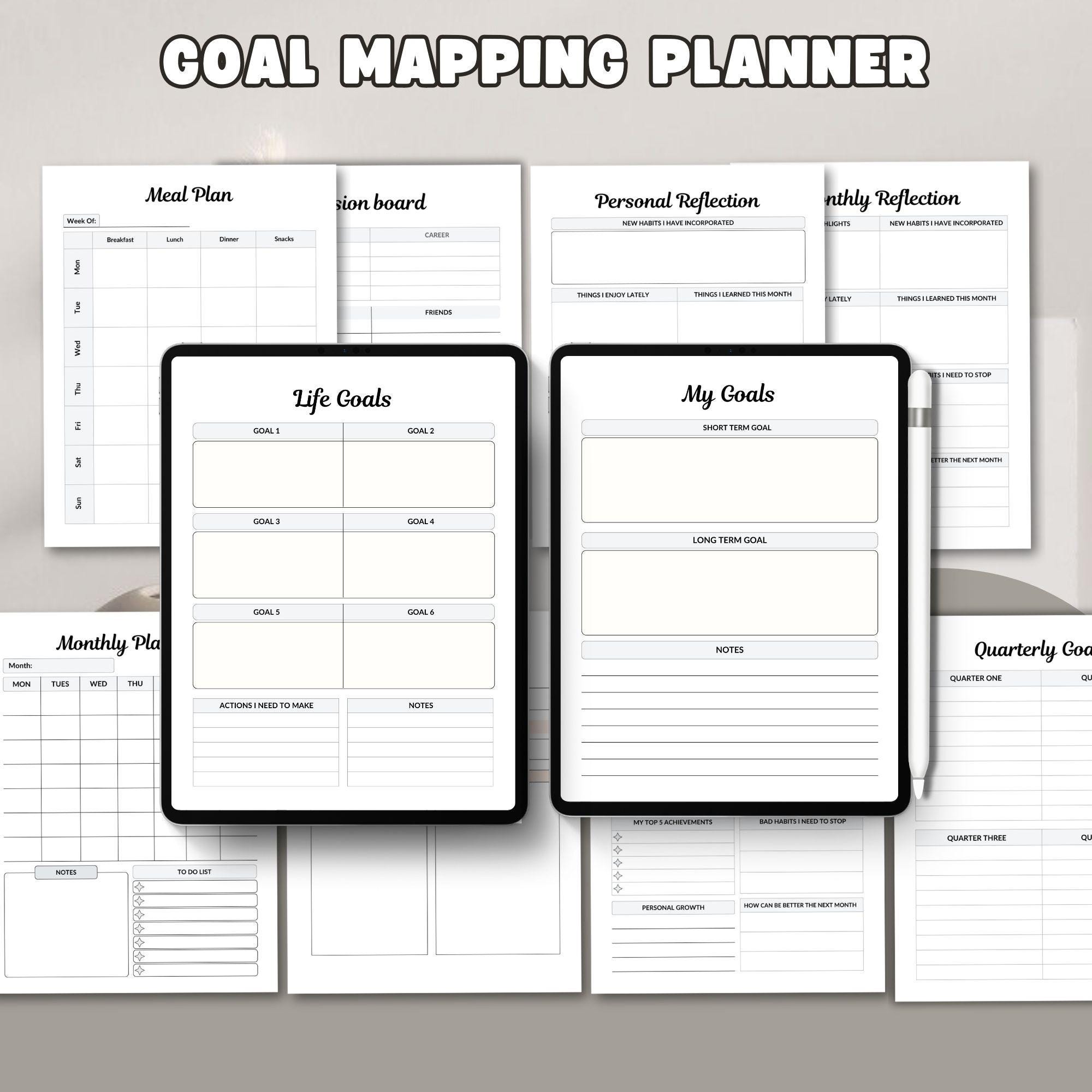 Goal Mapping Planner – Personal Growth & Action Plan (Printable PDF)
