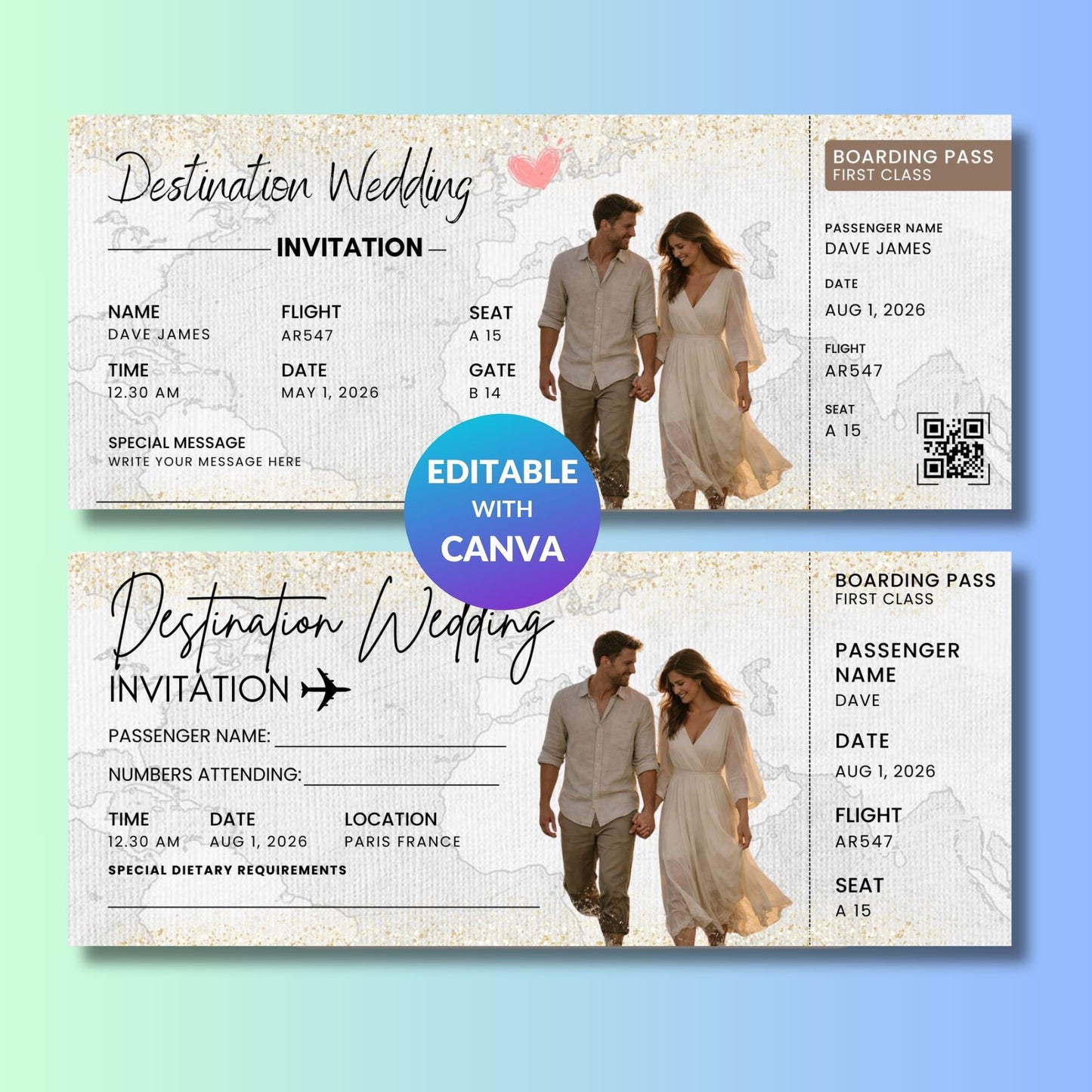 Destination Wedding Ticket Template