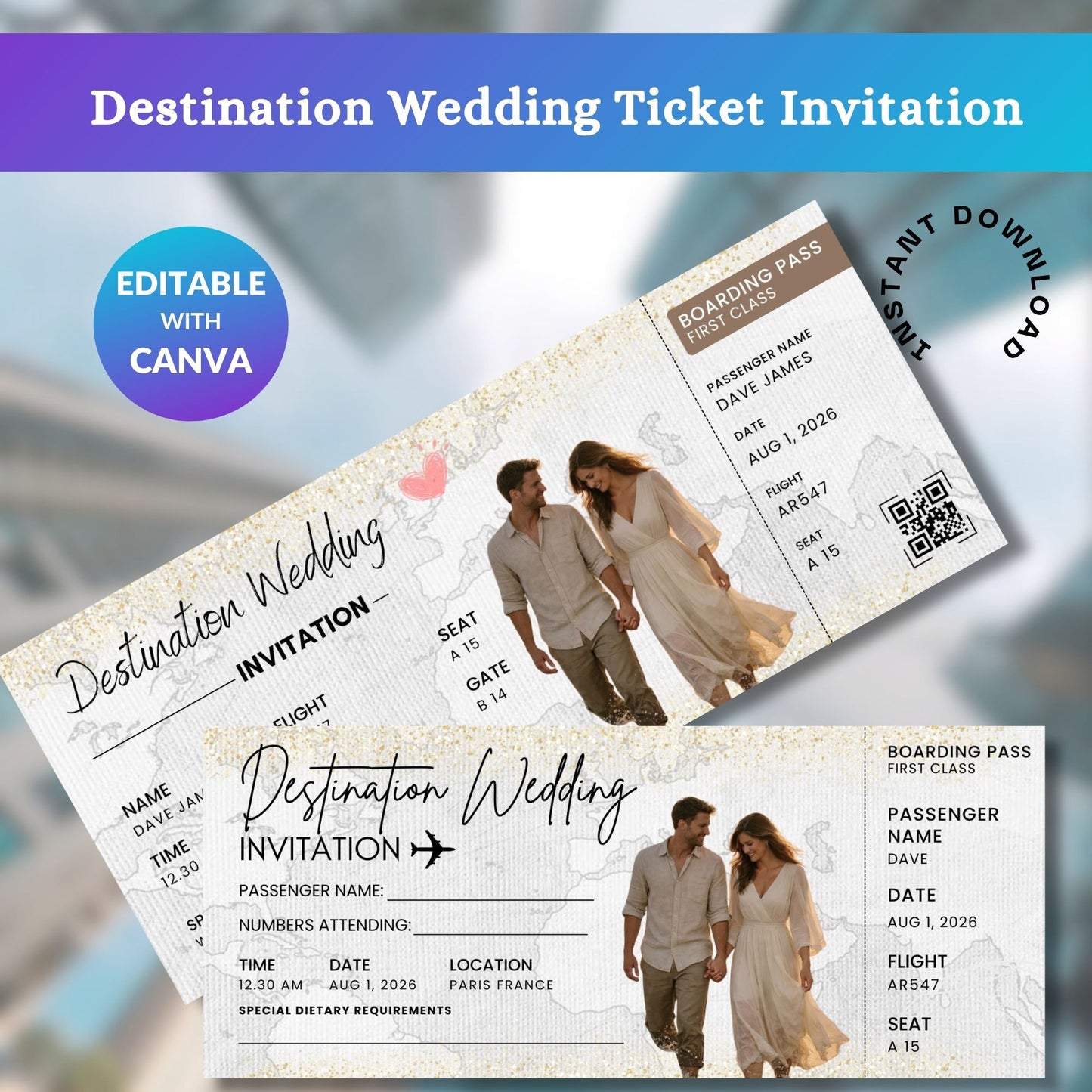 Destination Wedding Ticket Template
