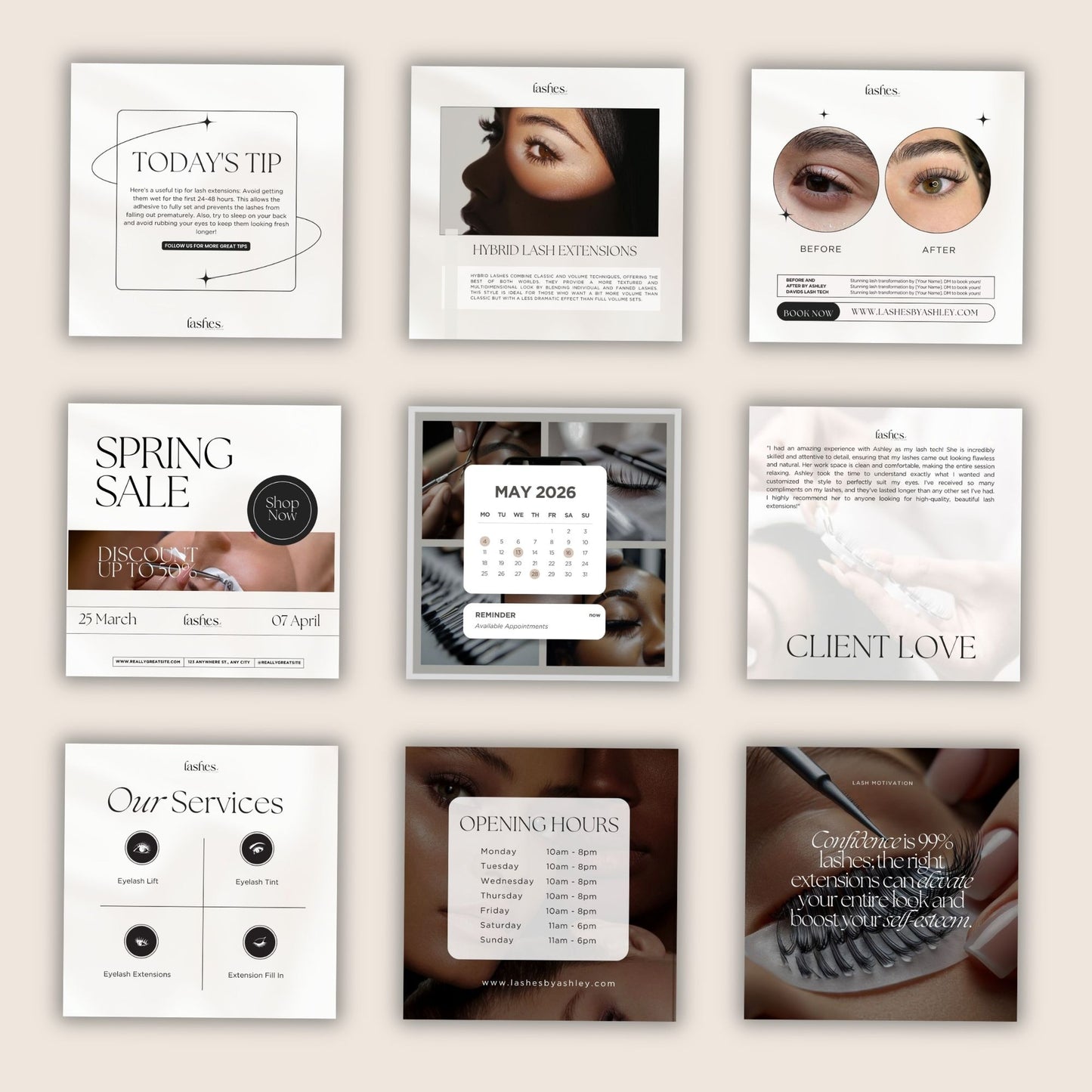 Lash Tech Instagram Posts Templates