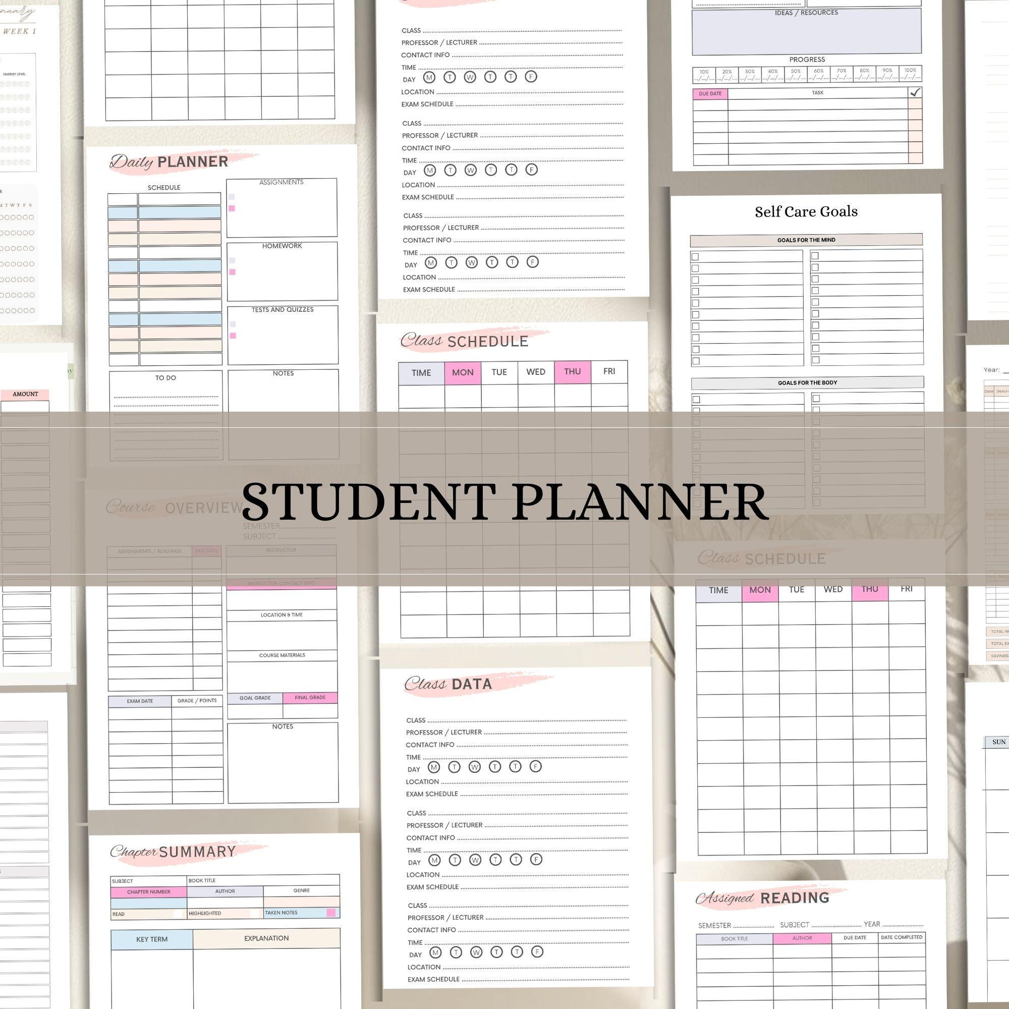 Academic Planner PDF: Study Schedule, Exam & Homework Logs - Digital Download