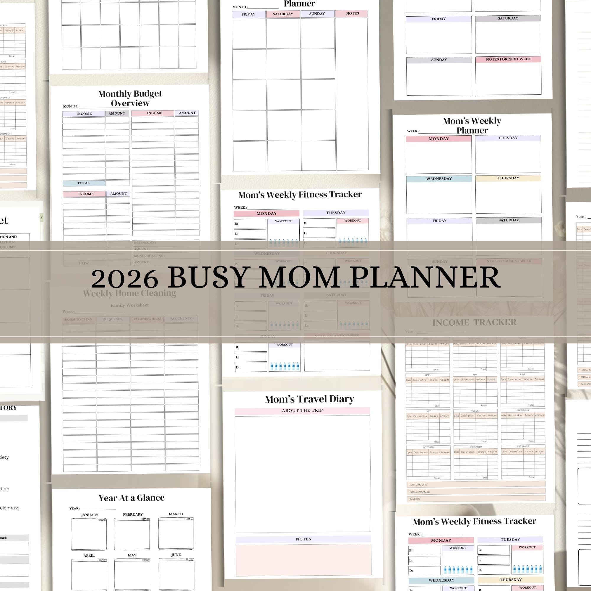 Busy Mom Planner 2026: Family Organizer with Weekly & Monthly Pages