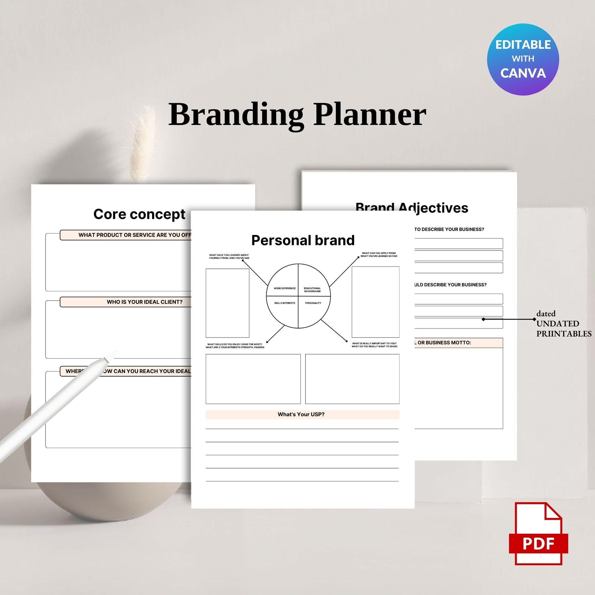 Branding Workbook: Business Identity and Marketing Planner (Digital Download)