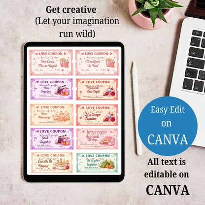 Cozy Night Love Coupons Printable – Romantic Date Night Cards | Valentine's Day Gift A4 PDF