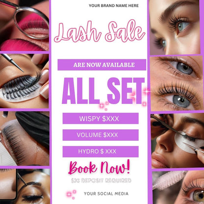 Lash Appointments Available Flyer Editable Template Bundle
