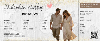 Destination Wedding Ticket Invitation