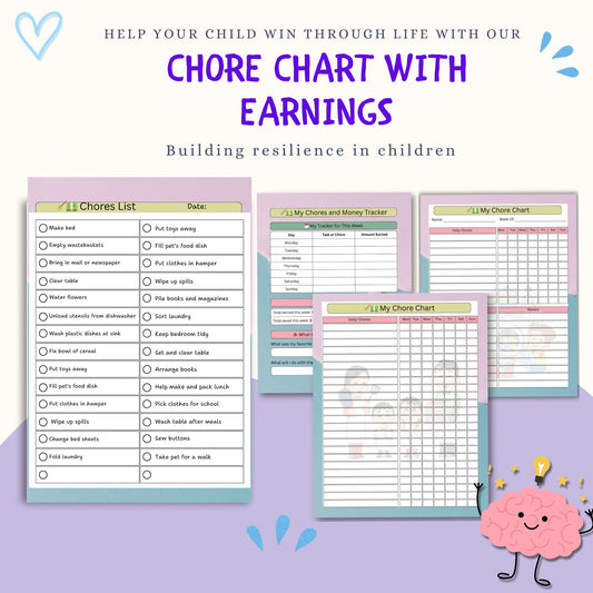 Kids Chore Chart with Earnings – Printable Reward & Allowance System | Editable PDF