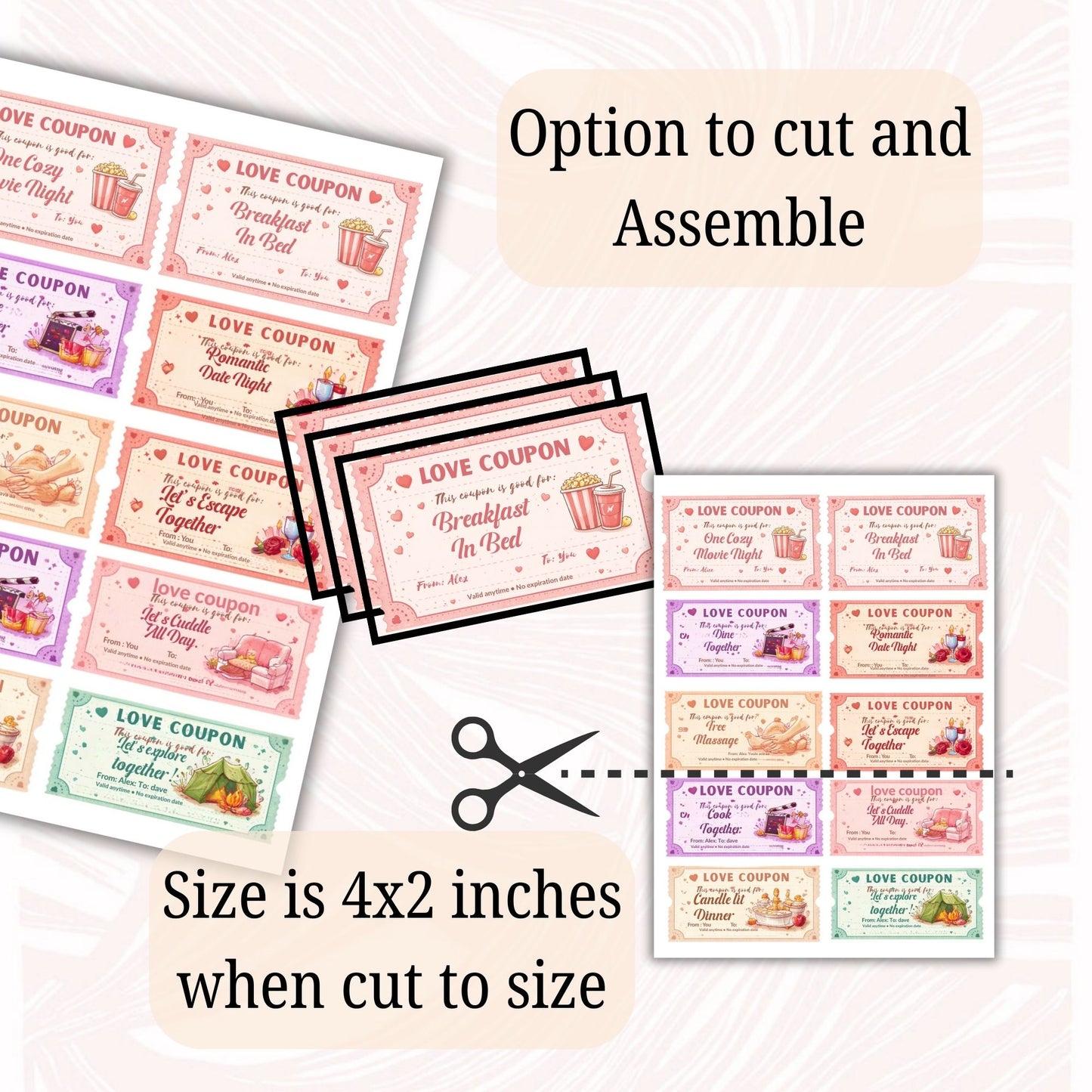 Cozy Night Love Coupons Printable – Romantic Date Night Cards | Valentine's Day Gift A4 PDF
