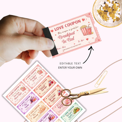 Cozy Night Love Coupons Printable – Romantic Date Night Cards | Valentine's Day Gift A4 PDF