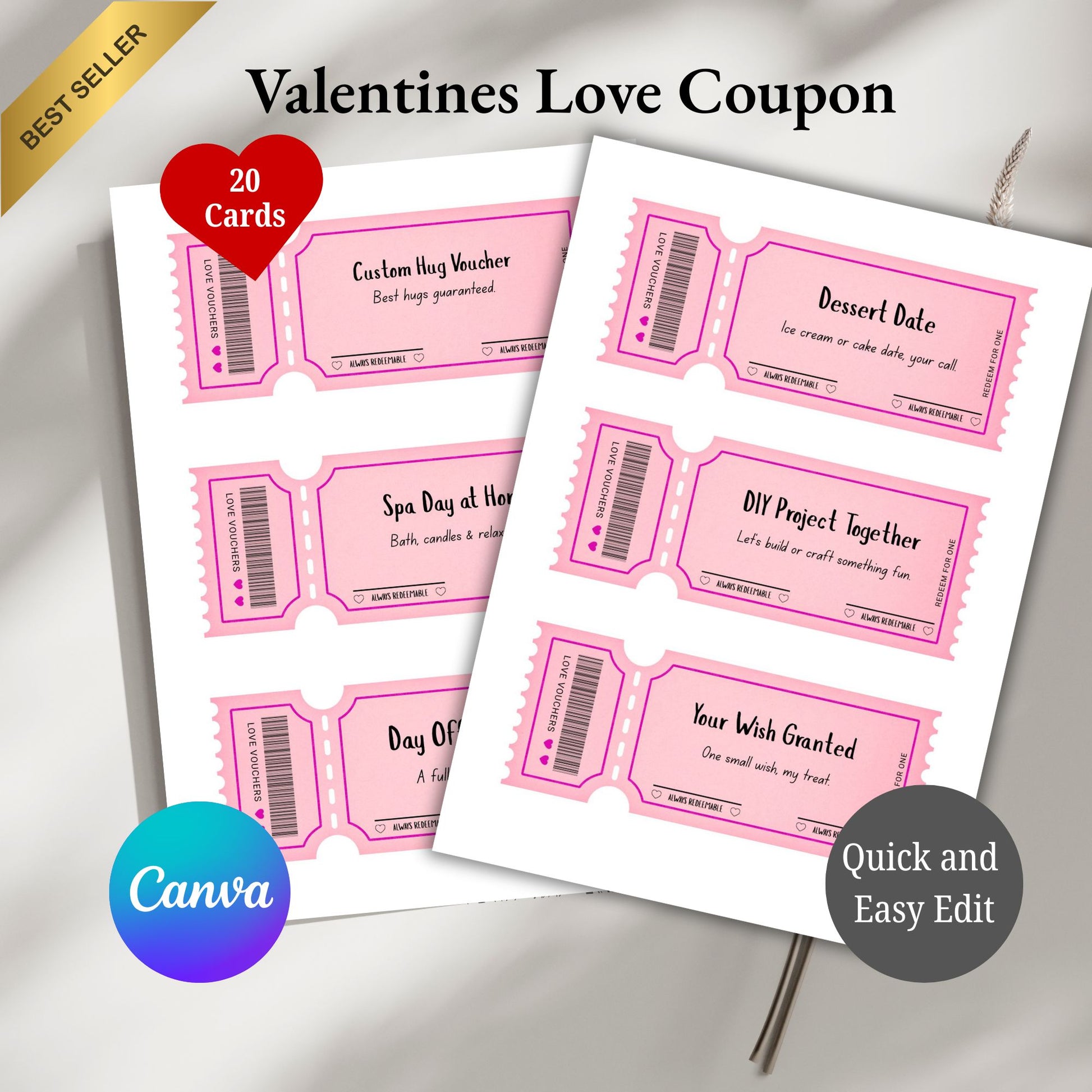 Love Coupon Valentines 20 cards
