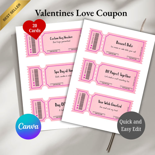 Love Coupon Valentines 20 cards
