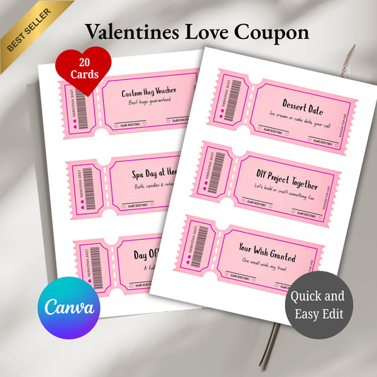 Love Coupon Valentines 20 cards