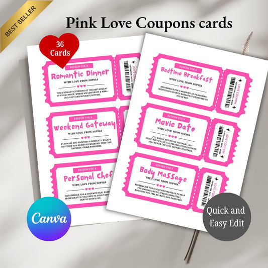 Pink Love Coupons 36 cards