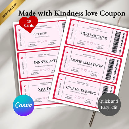 Made with Kindness love Coupon 11 cards